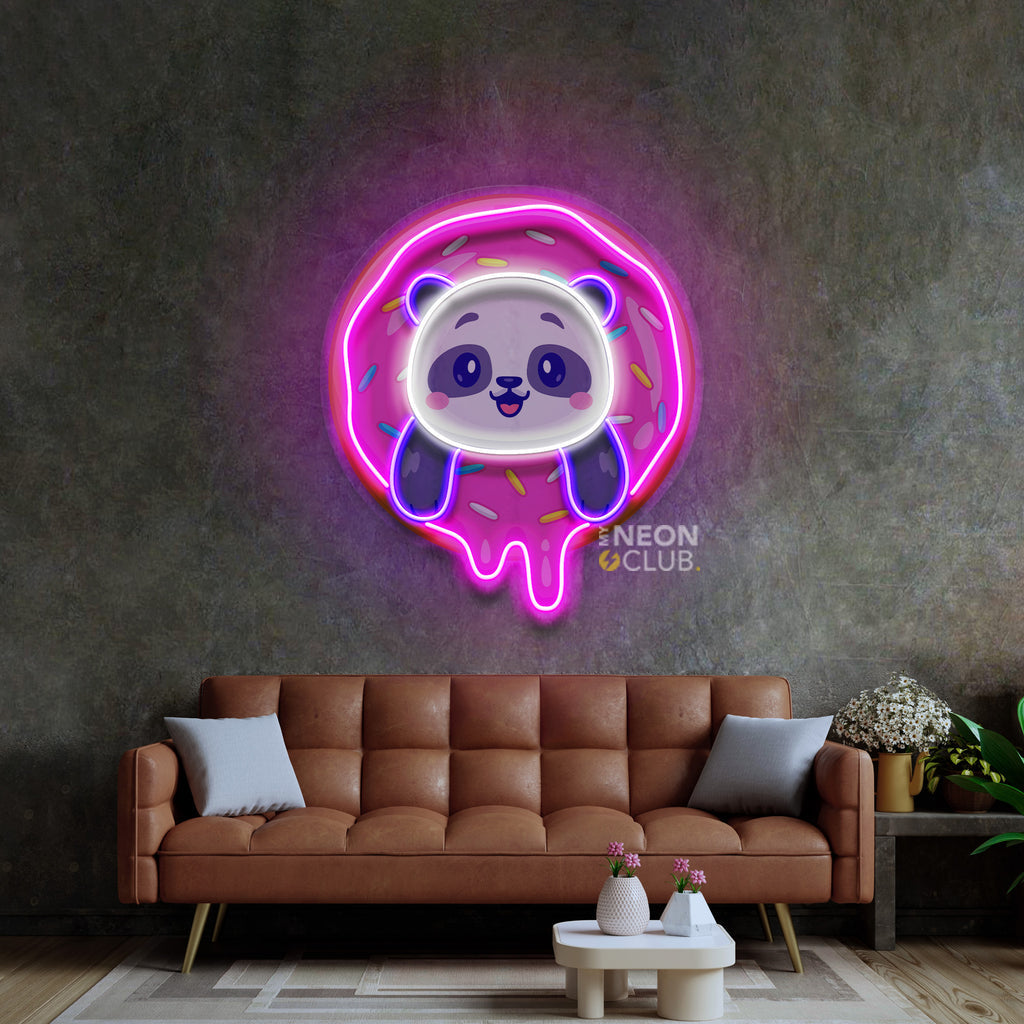 Panda Donut Neon Pop Art