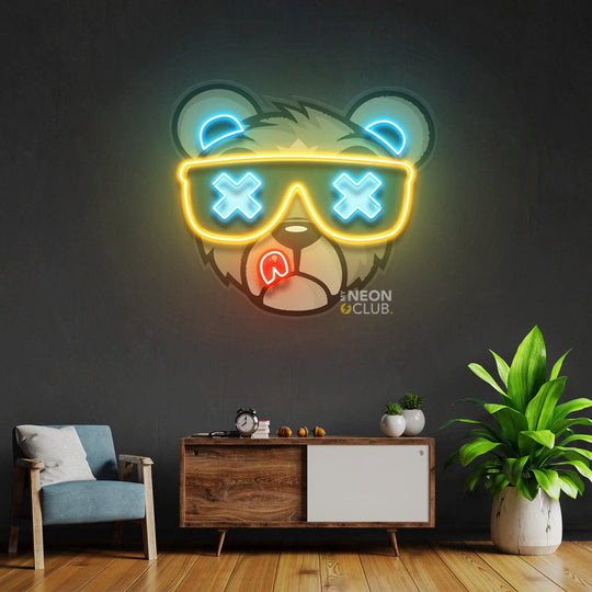 Bear Neon Pop Art