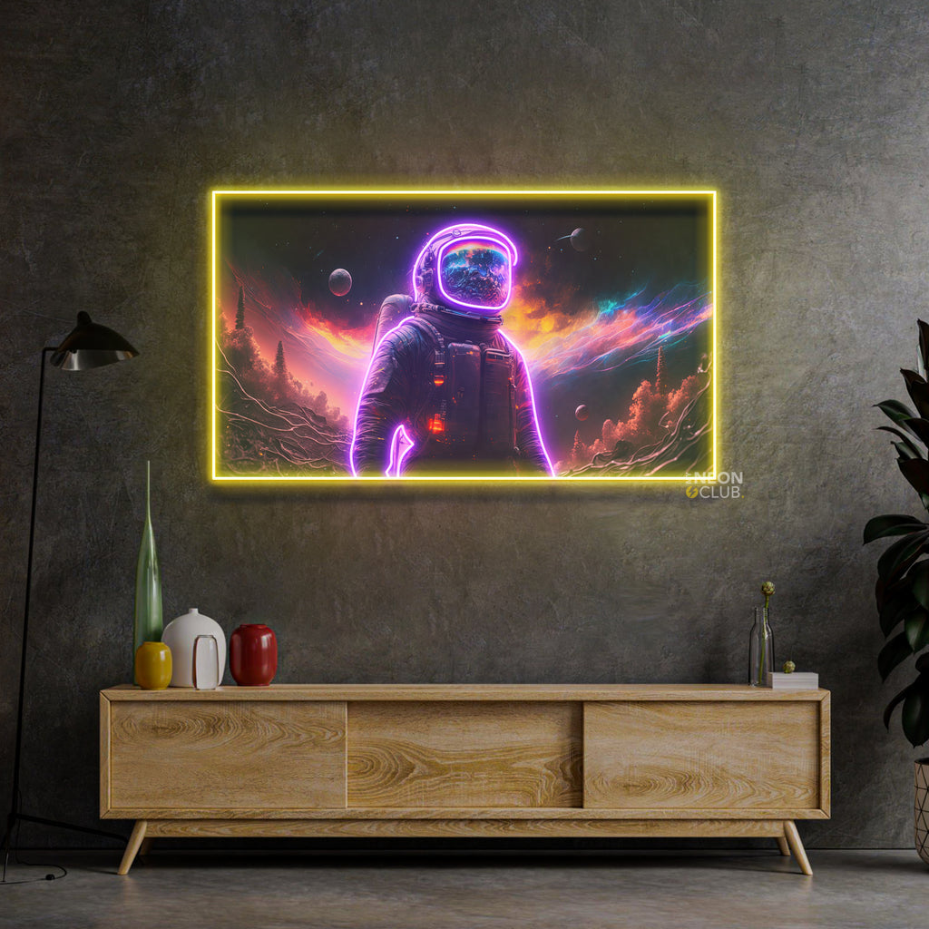 Astronaut in Space Neon Pop Art