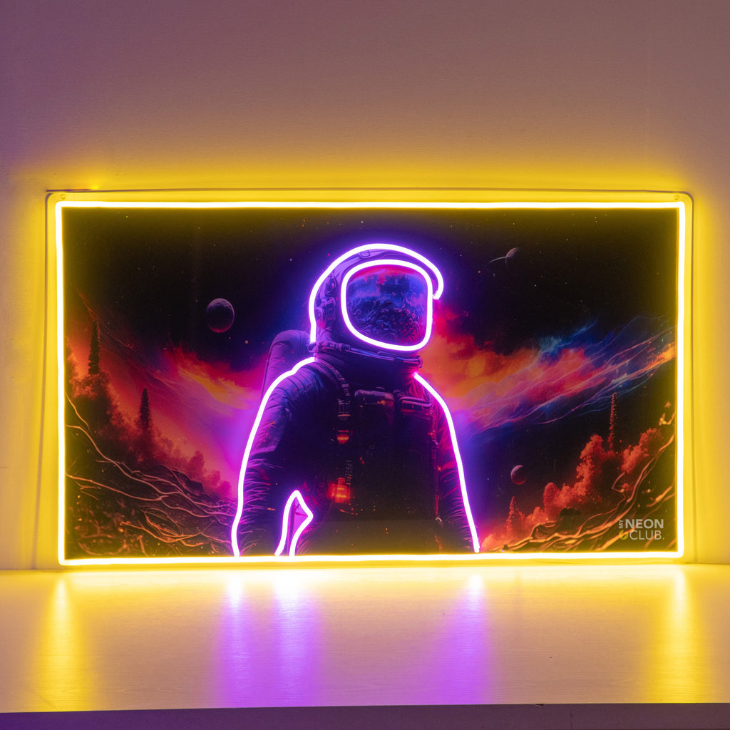 Astronaut in Space Neon Pop Art