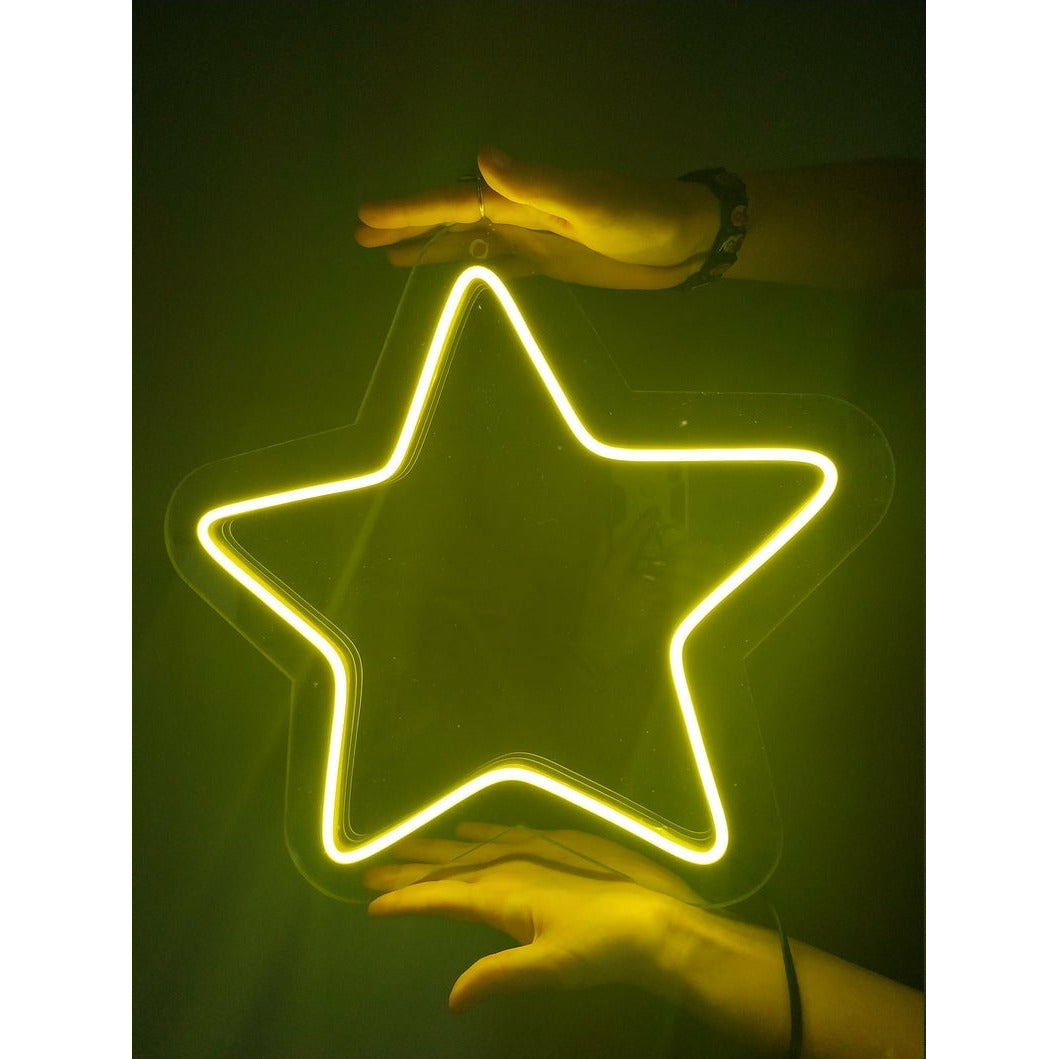  Letrero de estrellas de neón, luz LED con forma de letrero de  estrella, luces de neón de estrellas blancas cálidas, luz de pared de neón  blanca cálida USB o funciona con
