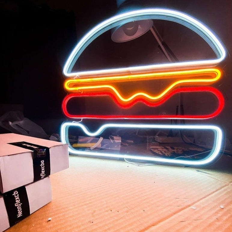 Lampe Néon Burger Jaune 30 cm